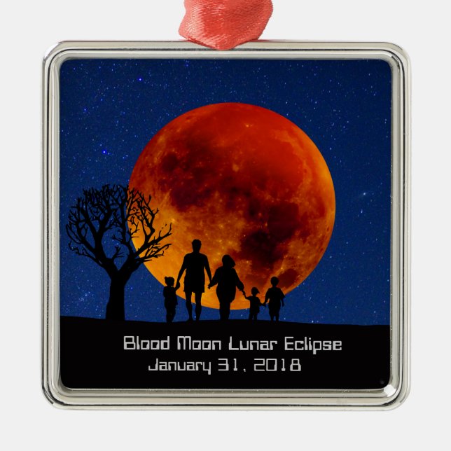 Blood Måne Lunar Eclipse Family Julgransprydnad Metall (Framsidan)