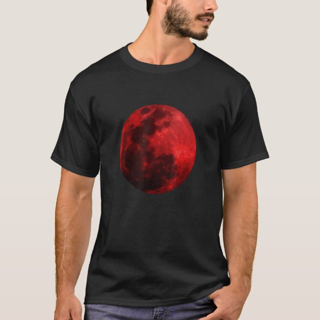 Blood Måne Red Graphic Realistic Rymden Gift T Shirt (Framsida)