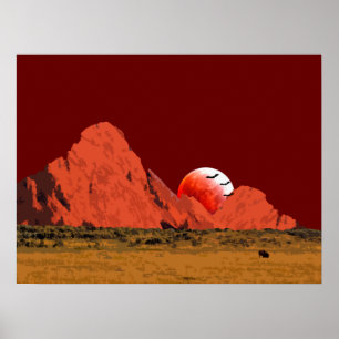 Blood Måne Stigning Digital Art Poster