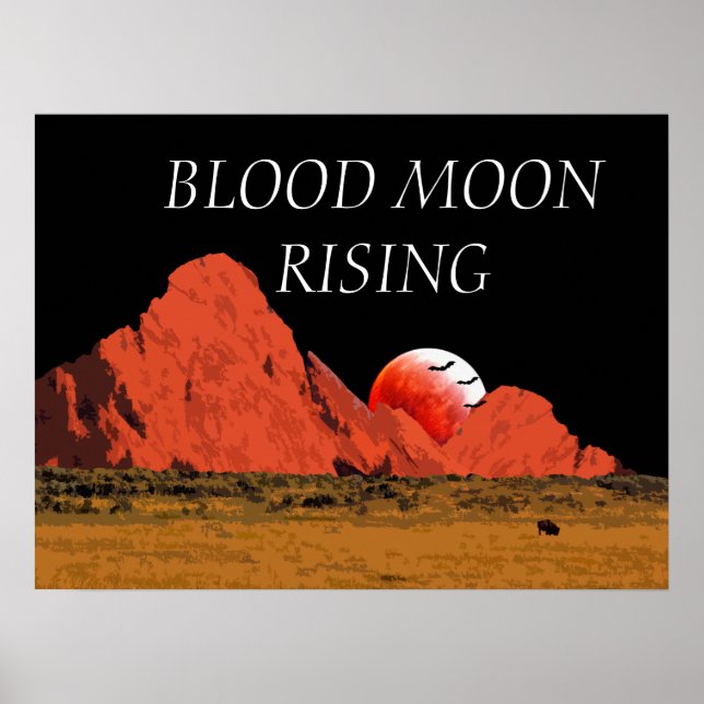 Blood Måne Stigning Digital Art Poster (Framsidan)