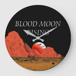 Blood Måne Stigning Digital Art Stor Klocka