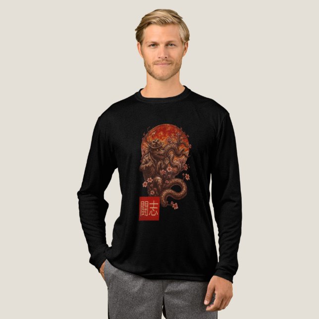 Blood Måne Yokai - Mörk japansk konst T Shirt (Hel framsida)