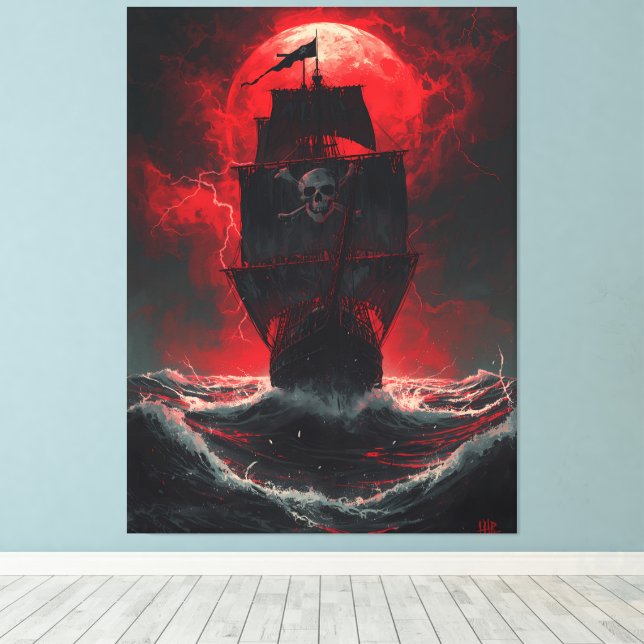 Blood Moon Pirates: Cursed Galleon of the Crimson  Canvastryck (Insitu (trägolv))