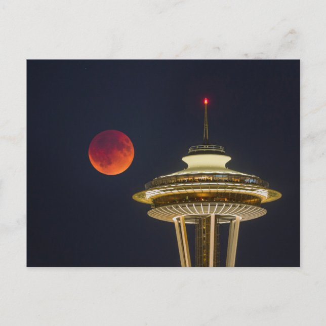 Blood Moon | Seattle Space Needle Vykort (Framsida)