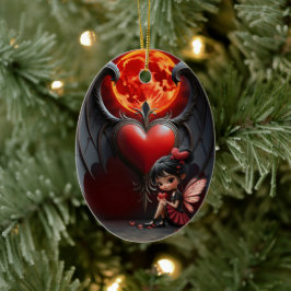 Blood Moon Valentine Älva Julgransprydnad Keramik