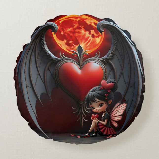 Blood Moon Valentine Fairy Rund Kudde (Framsidan)