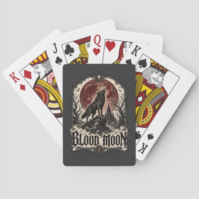 BLOOD MOON WOLF — Gotisk Skräck Casinokort (Baksidan)