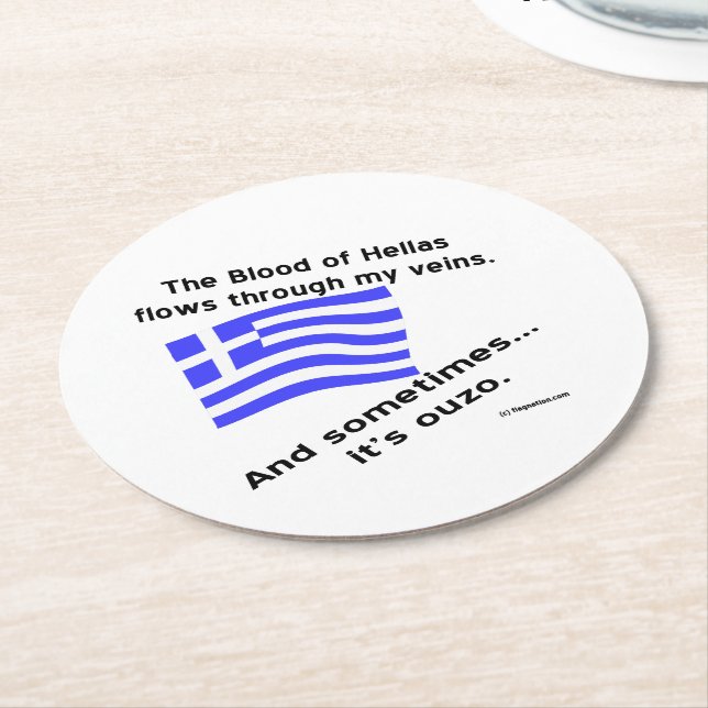 Blood of Hellas & Ouzo Underlägg Papper Rund (Vinklad)