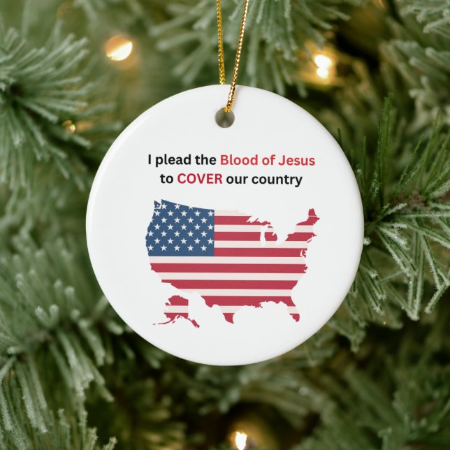 Blood of Jesus to Cover Our Country - round  Julgransprydnad Keramik (Träd)