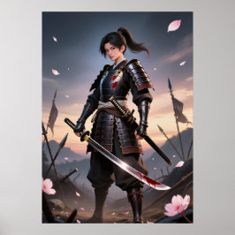 Blood Petals - Black Samurai Poster