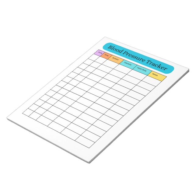 Blood Pressure Tracker Minimal Notepad Anteckningsblock (Vinklad)