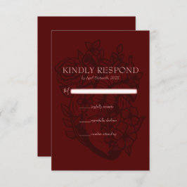 Blood Red Blooming Heart Elegant Gothic Bröllop OSA Kort