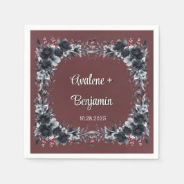 Blood Red Gothic Black Blommigt Bröllop Pappersservett
