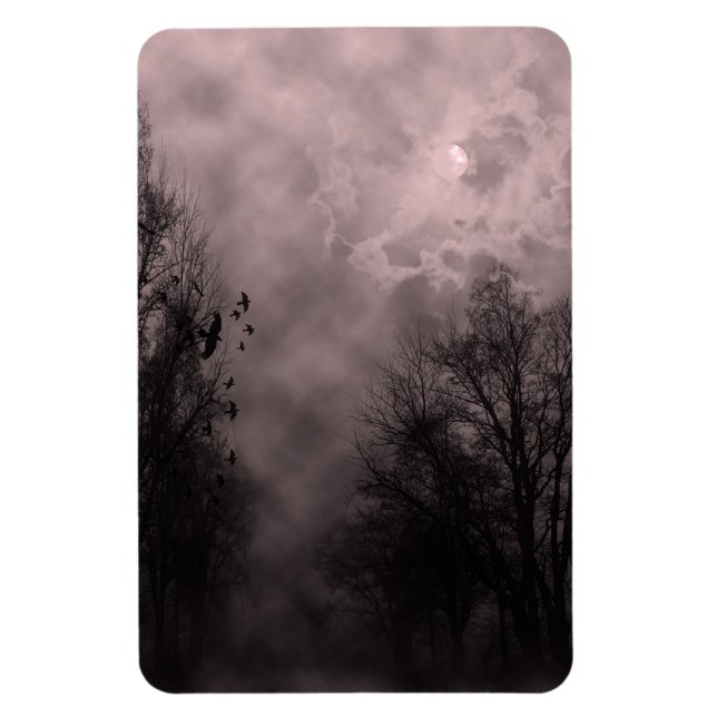 Blood Red Haunted Himlar med Ravens Magnet (Vertikal)