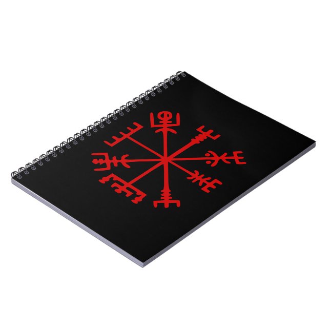 Blood Red Vegvísir (Viking Compass) Anteckningsbok (Vänstra Sidan)