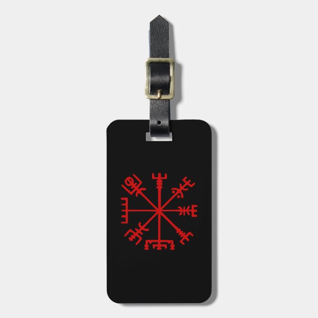 Blood Red Vegvísir (Viking Compass) Bagagebricka (Vertikal Framsida)