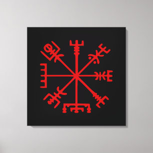 Blood Red Vegvísir (Viking Compass) Canvastryck