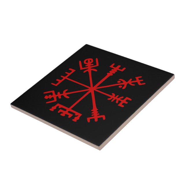 Blood Red Vegvísir (Viking Compass) Kakelplatta (Sidan)