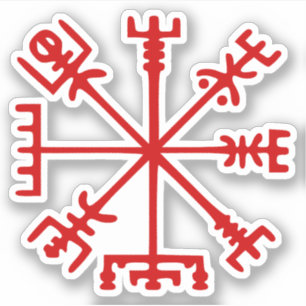 Blood Red Vegvísir (Viking Compass) Klistermärken