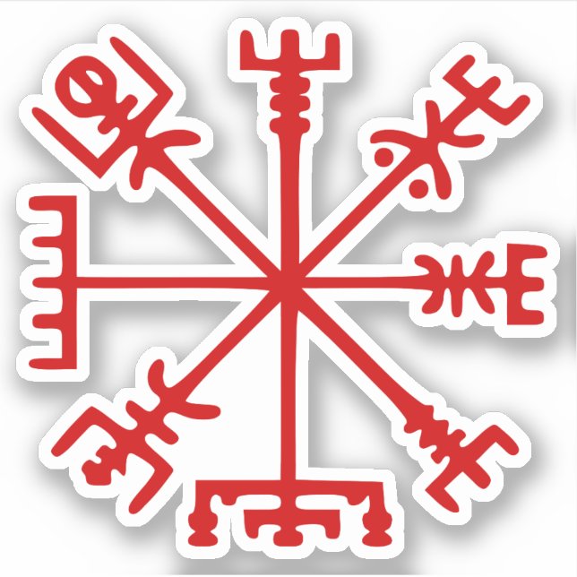 Blood Red Vegvísir (Viking Compass) Klistermärken (Framsida)