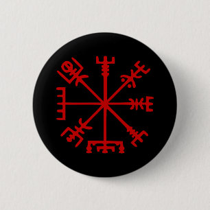 Blood Red Vegvísir (Viking Compass) Knapp
