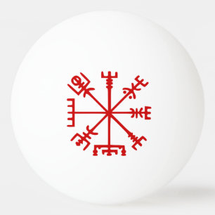 Blood Red Vegvísir (Viking Compass) Ping Pong Boll