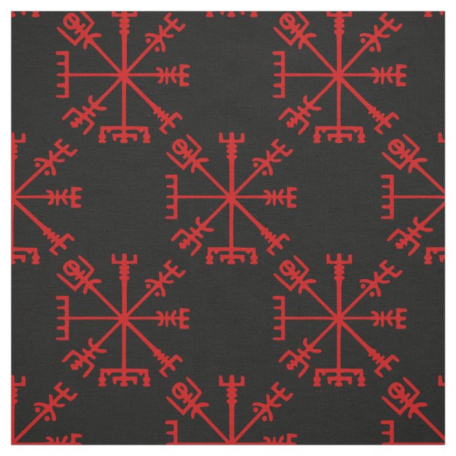 Blood Red Vegvísir (Viking Compass) Tyg (Provkarta)