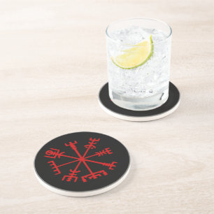 Blood Red Vegvísir (Viking Compass) Underlägg