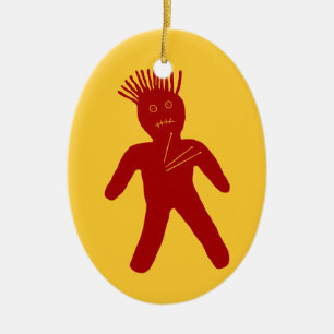 Blood Red Voodoo Doll Julgransprydnad Keramik