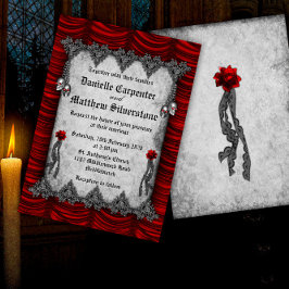 Blood Ro och Silke Red Gothic Bröllop Inbjudningar