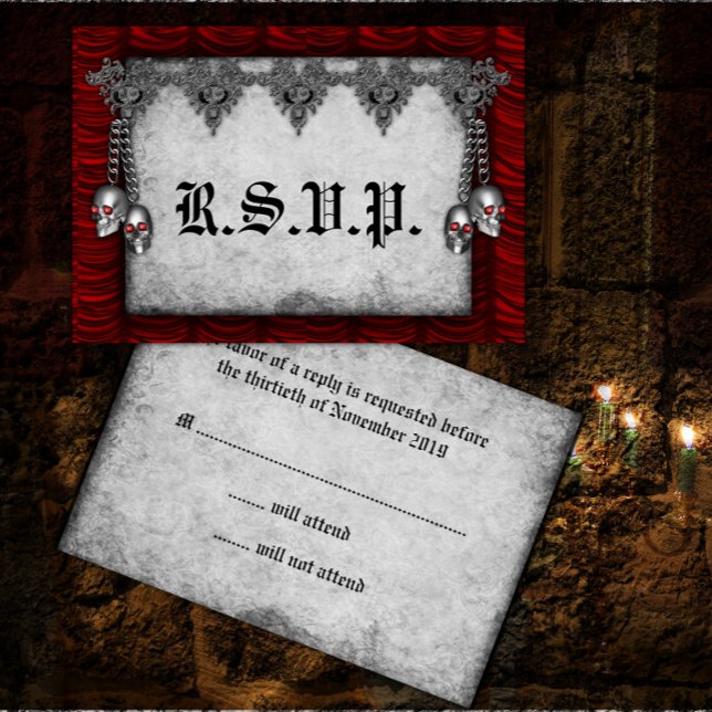 Blood Ro och Silke Red Gothic Bröllop OSA Kort (Skapare uppladdad)