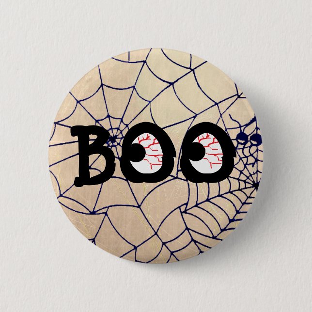 Blood Shot Boo Eyebullar Halloween Button Knapp (Framsida)