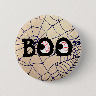 Blood Shot Boo Eyebullar Halloween Button Knapp