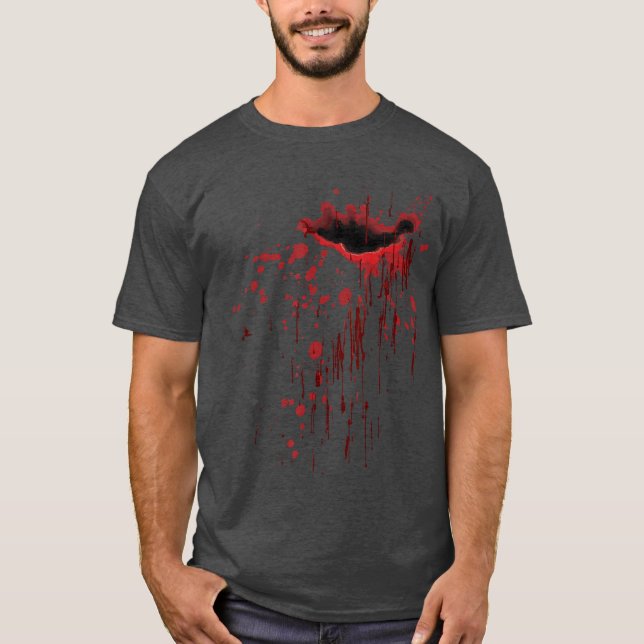 Blood Splatter Blood Stained Halloween Zombie vint T Shirt (Framsida)