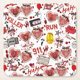 Blood Splatter Horror Movies Coasters Underlägg Papper Kvadrat