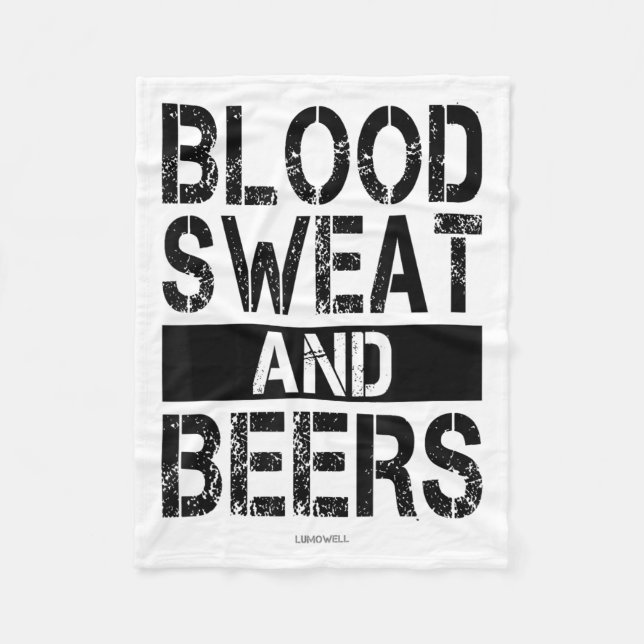 Blood Sweat And Beers - Fitness Gym Motivational S Fleecefilt (Framsidan)