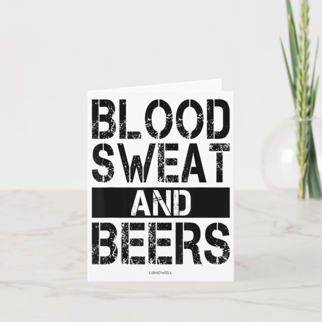 Blood Sweat And Beers - Fitness Gym Motivational S Kort (Framsida)