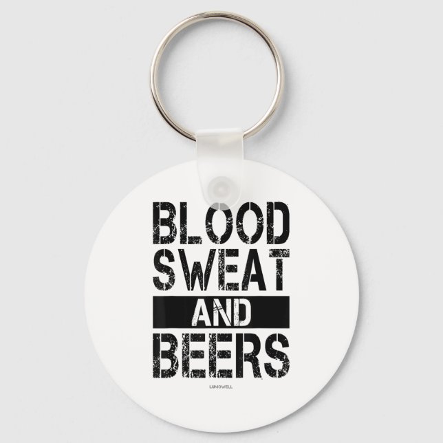 Blood Sweat And Beers - Fitness Gym Motivational S Nyckelring (Framsida)