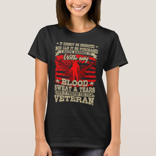 BLOOD SWEAT AND TEARS American Veteran  Veterans D T Shirt (Framsida)