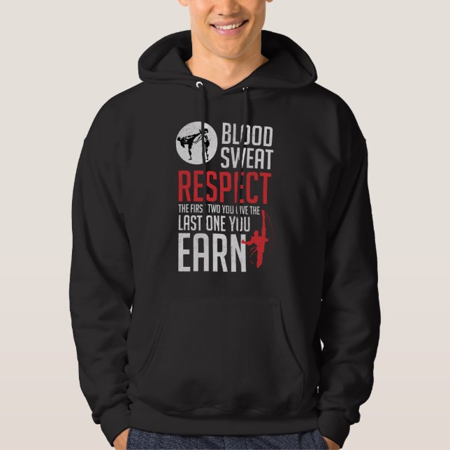 Blood Sweat Respect hapkido taekwondo karate judo Hoodie (Framsida)