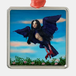 Blood Tea och Red String Bird Girl Pillow Julgransprydnad Metall