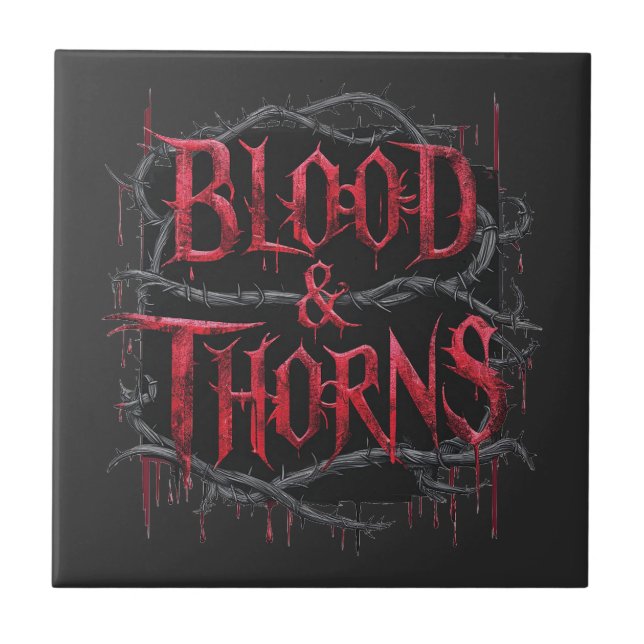 Blood & Thorns gotisk design – mörk och kantig  Kakelplatta (Framsidan)