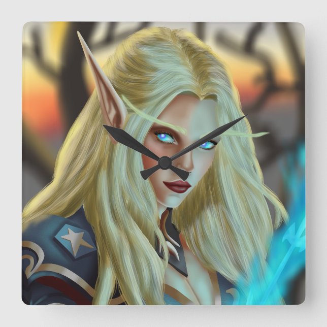 Bloodelf Magician Fyrkantig Klocka (Framsida)