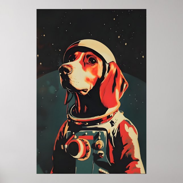 Bloodhound Astronaut Affisch, Bloodhound Retro Poster (Framsidan)