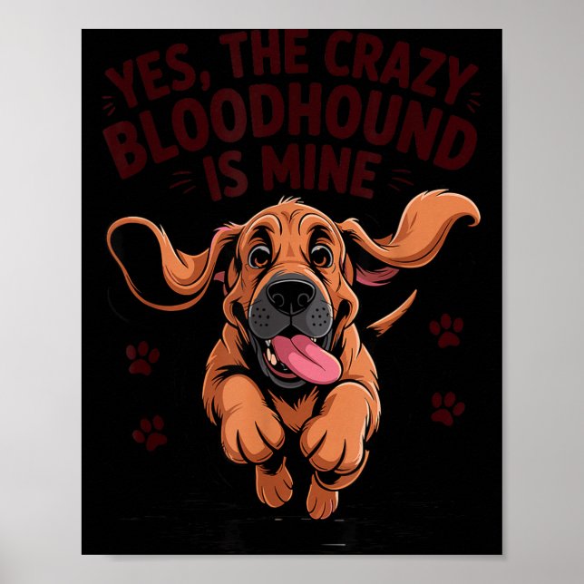 Bloodhound Breed Cute Pet Dog Lover Cartoon Funny  Poster (Framsidan)