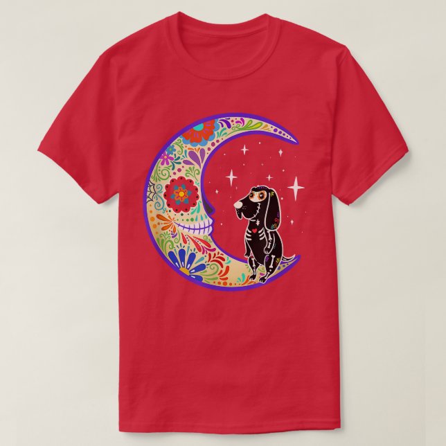 Bloodhound Dia de Los Muertos Skeleton  T Shirt (Design framsida)