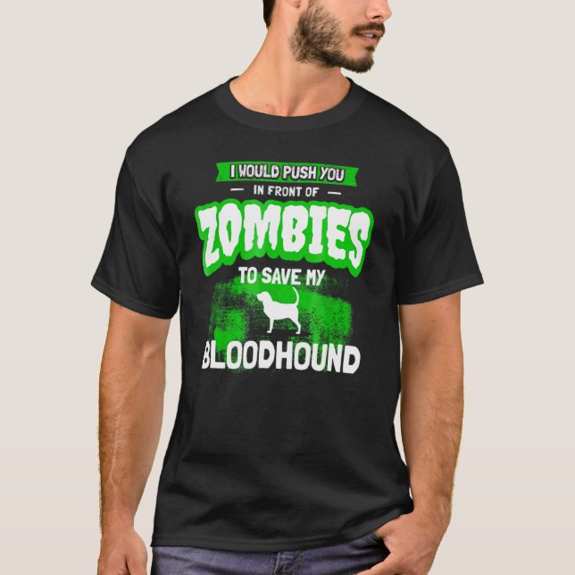 Bloodhound Dog Humor Zombie T Shirt (Framsida)