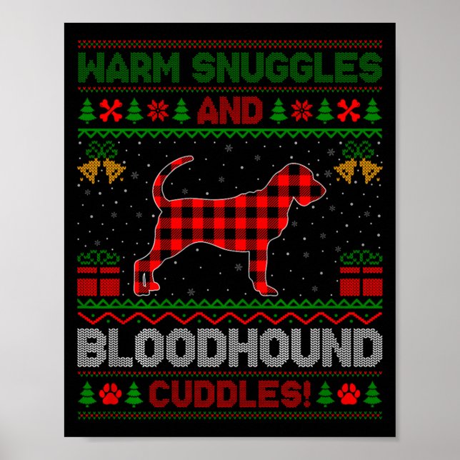 Bloodhound Dog Ugly Christmas Sweater Funny Dog Lo Poster (Framsidan)