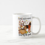 Bloodhound Fall Pumpkins Autumn Löv Träd Kaffemugg<br><div class="desc">Bloodhound Fall Pumpkins Autumn Löv Träd</div>