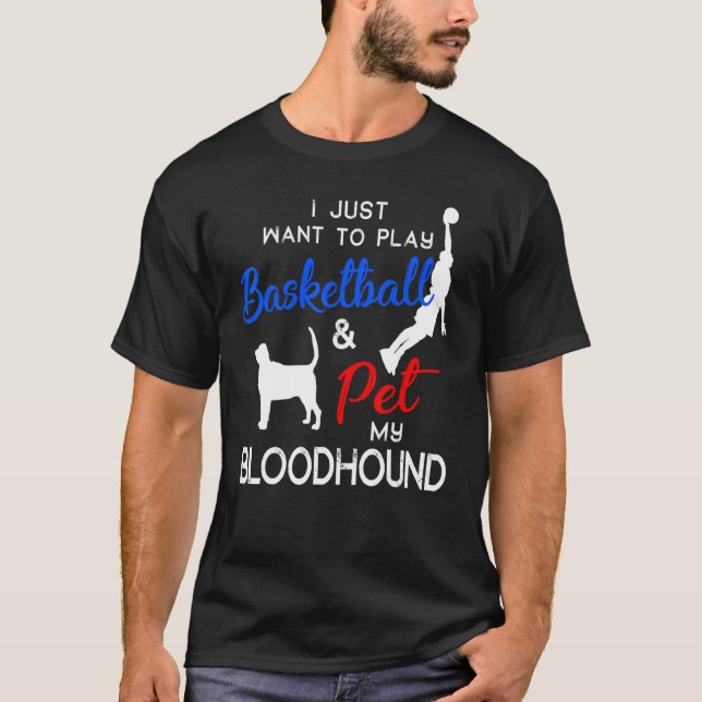 Bloodhound Funny Basketball Hundägare Julafton T Shirt (Framsida)